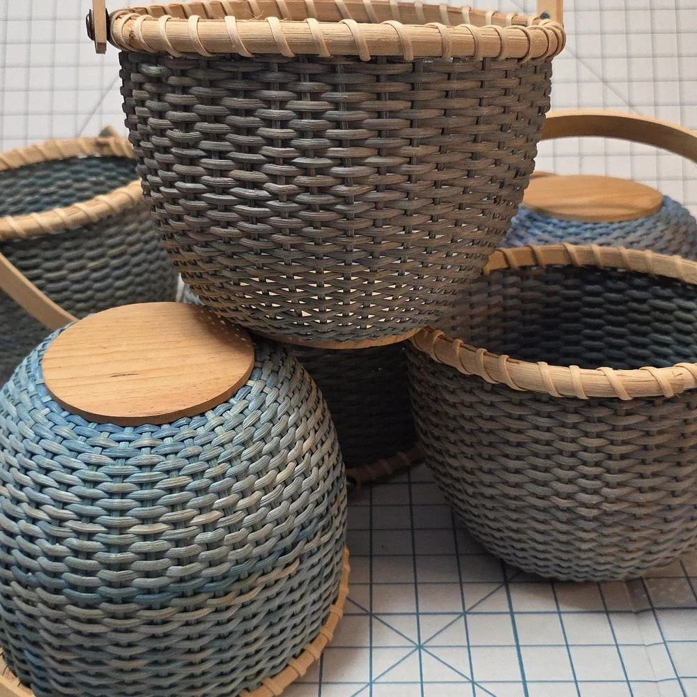 Blue Woven Basket W/Handle, Vintage‎ Yankee Candle Basket, Variegated Blue #2